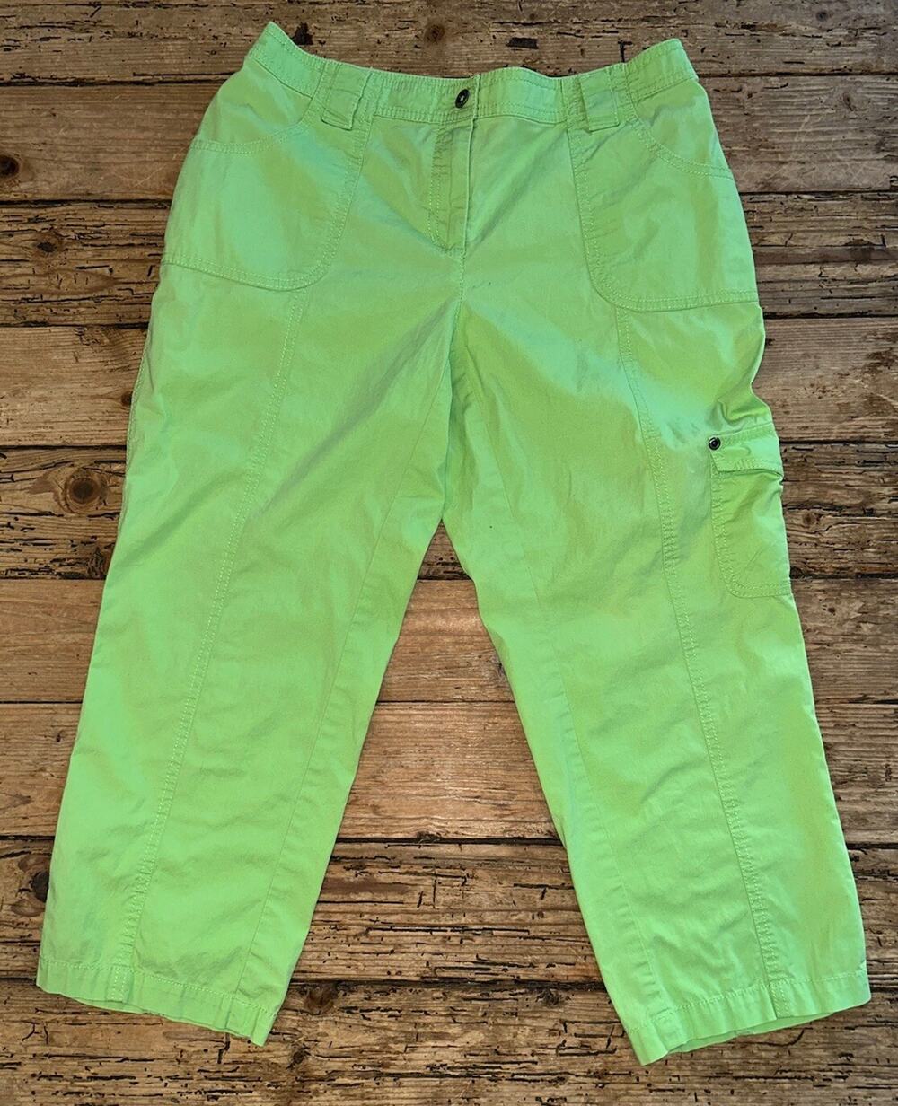 Chicos Women’s Size 0 Neon Green Cargo Pants NWOT